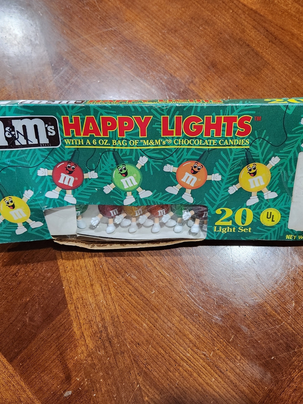 1993 M&M'S Happy Lights 20-Light Set - Green with Red, Orange, Yellow